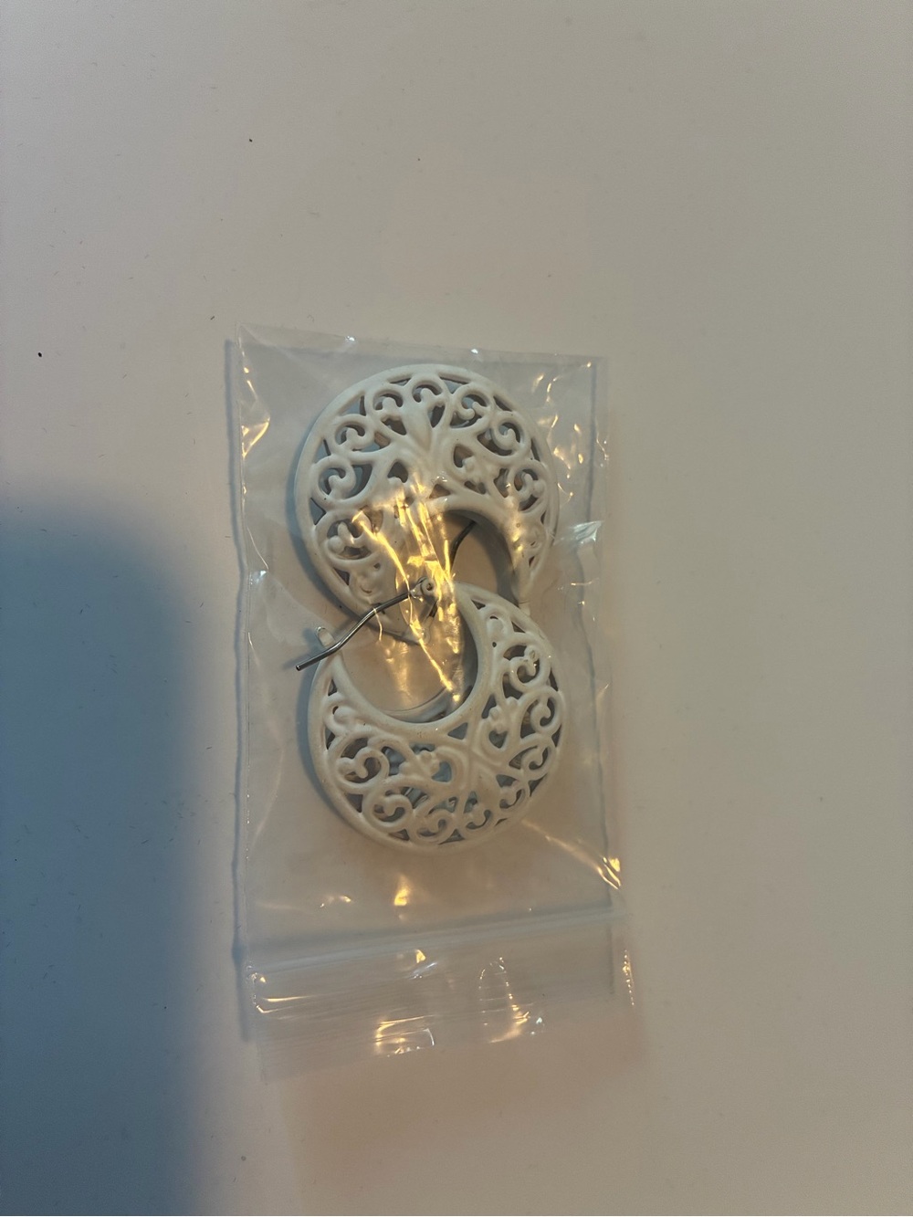 White Filigree Hoop Earrings for Women